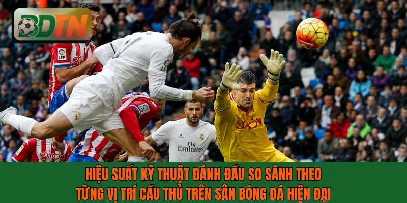 Hiệu suất kỹ thuật đánh đầu so sánh theo từng vị trí cầu thủ trên sân