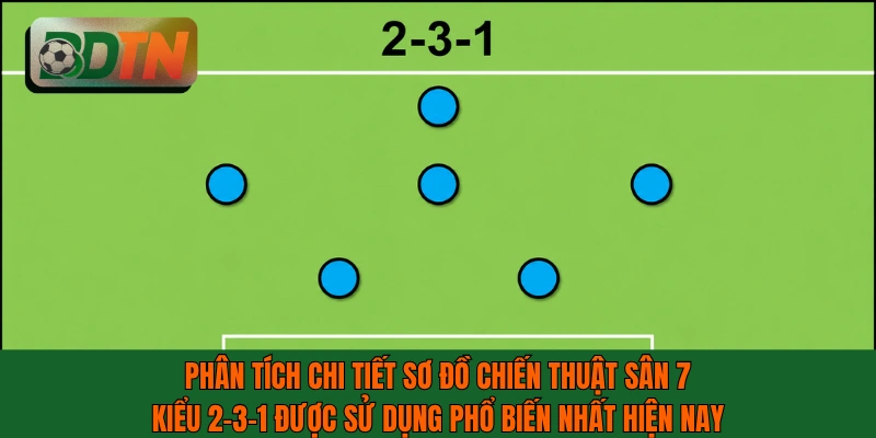 Phân tích chi tiết sơ đồ chiến thuật sân 7 kiểu 2-3-1 được sử dụng phổ biến nhất hiện nay